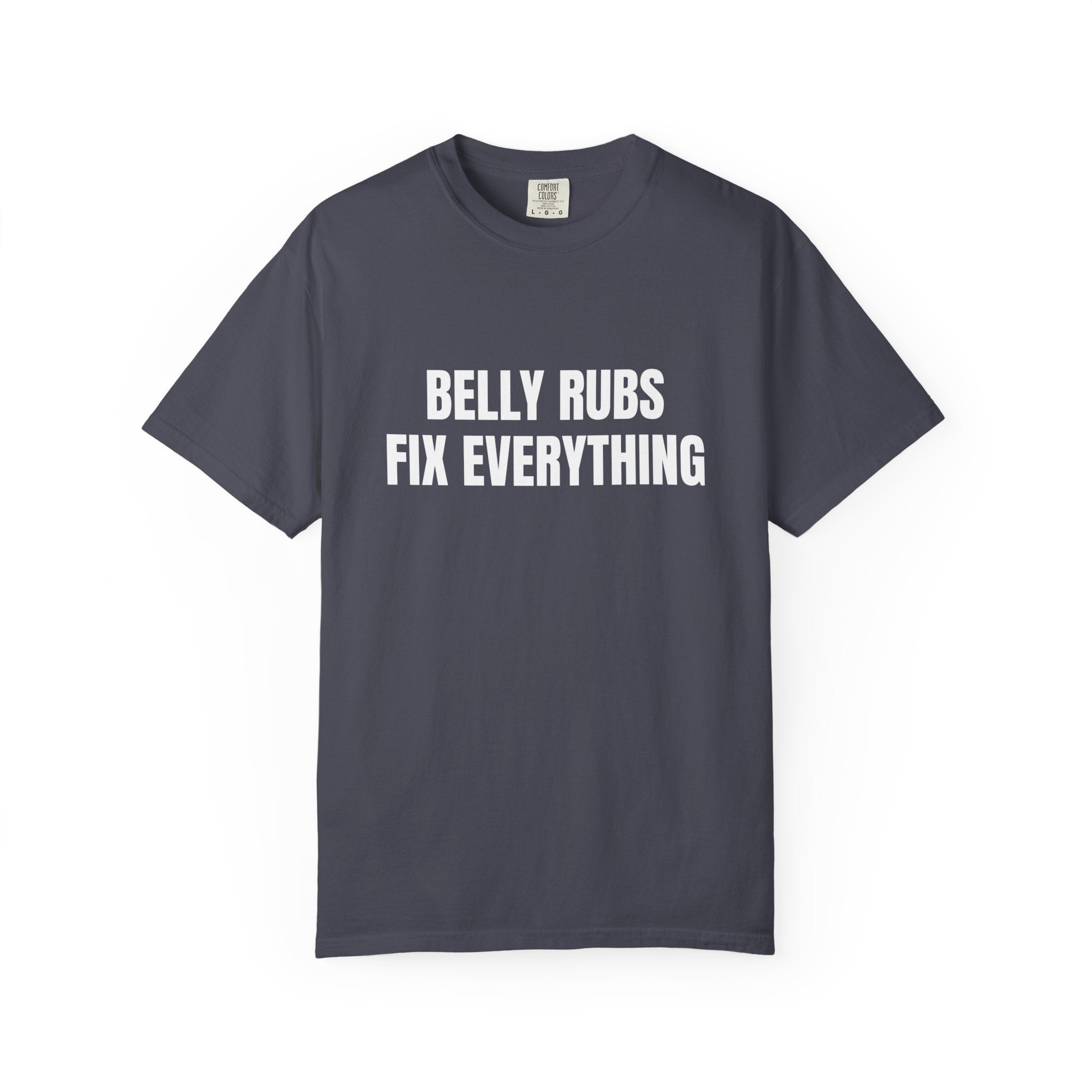 Belly Rubs Fix Everything Comfort Colors T-shirt in Navy