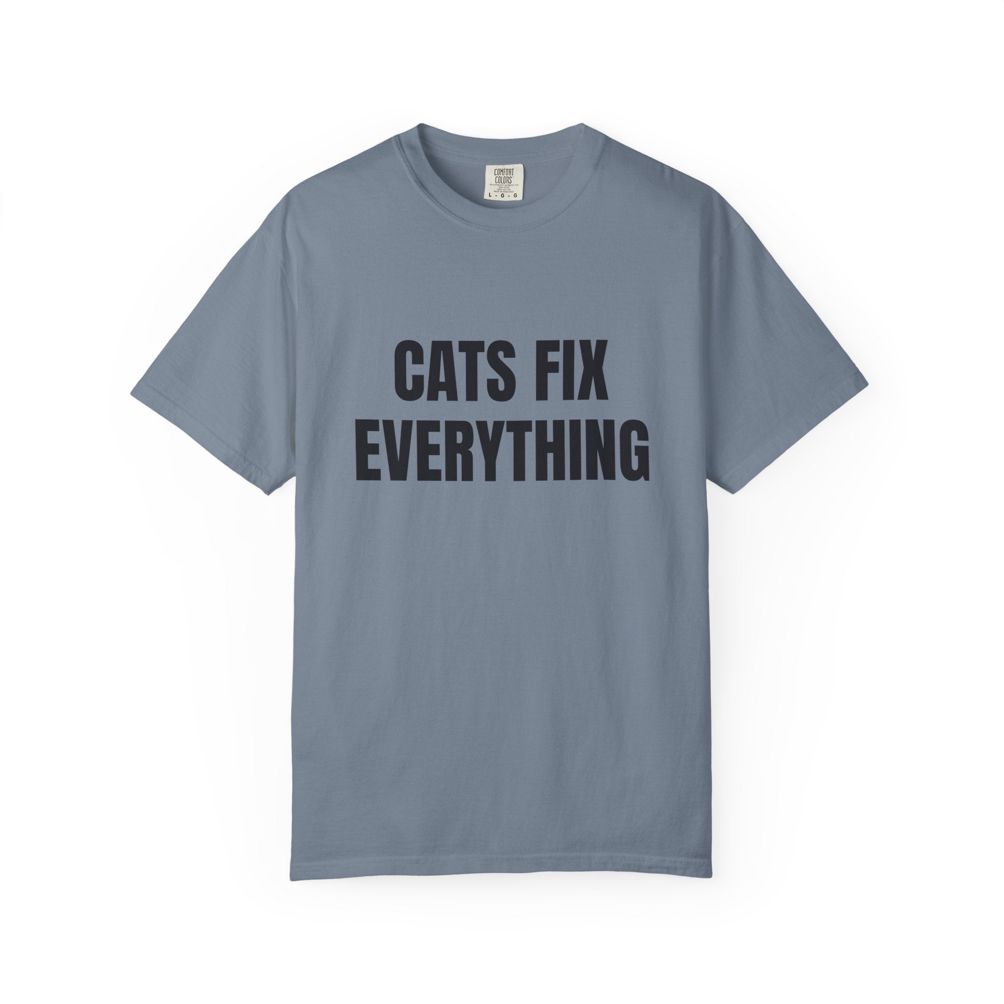 Cats Fix Everything Comfort Colors T-shirt in Blue Jean