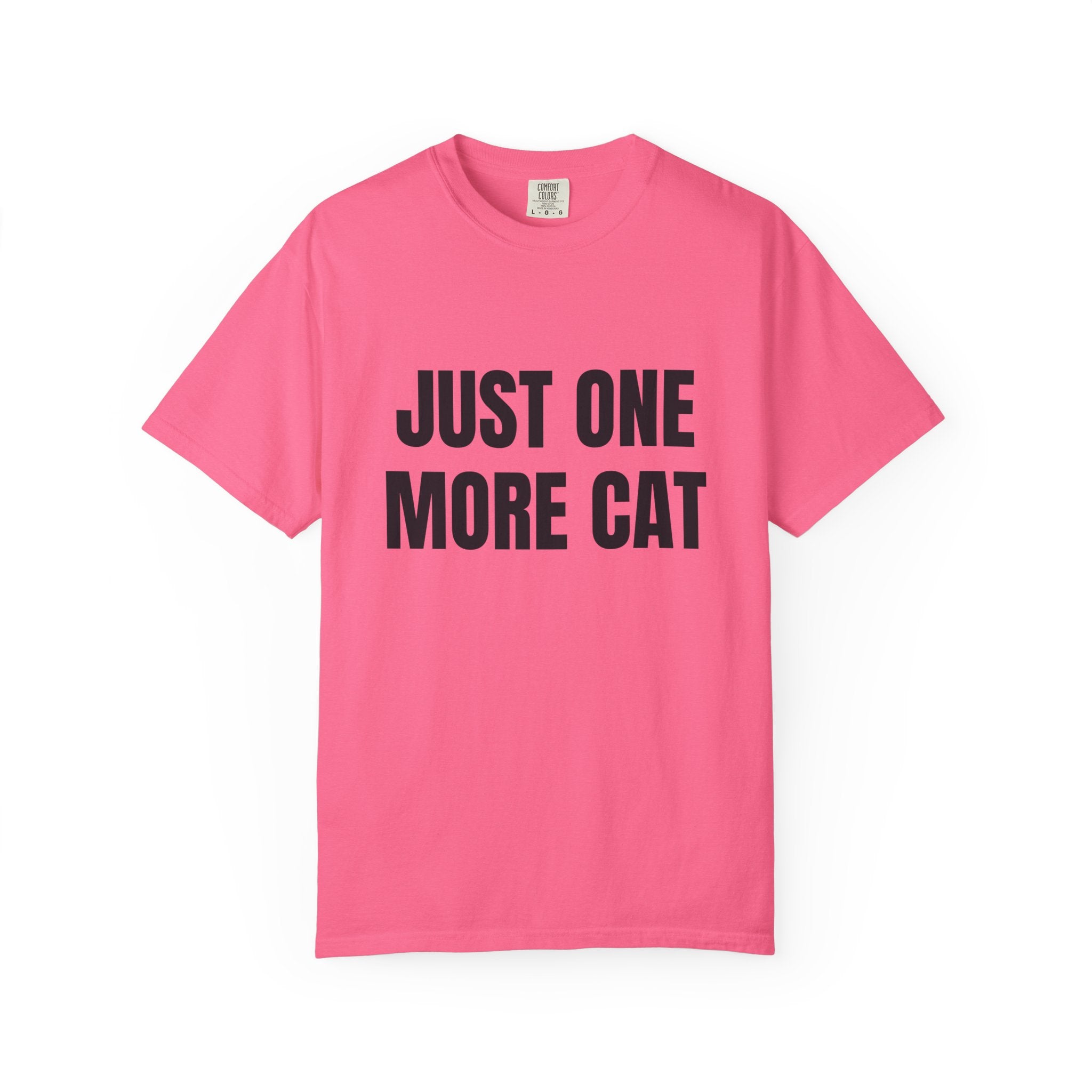 Just One More Cat Comfort Colors T-shirt in Crunchberry