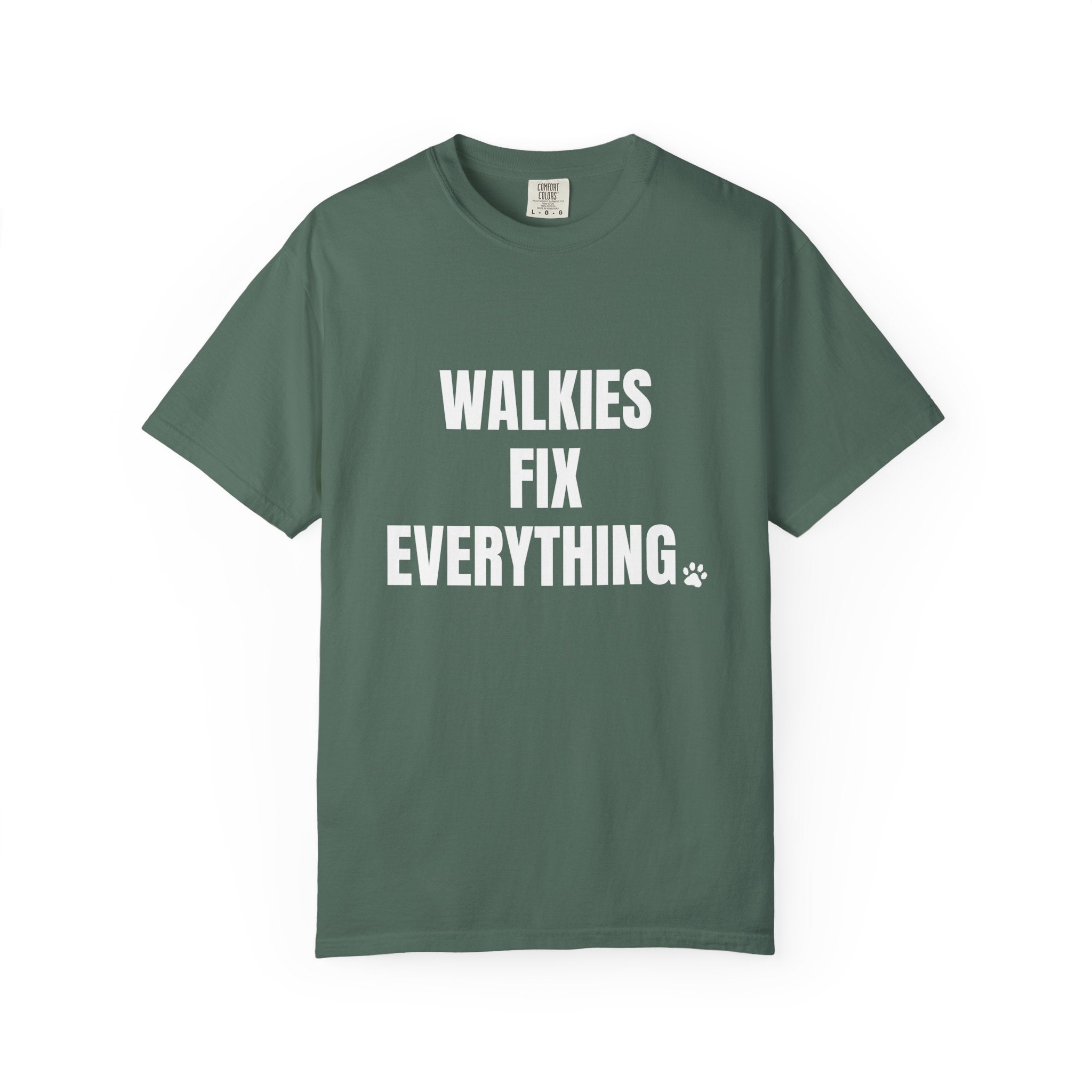 Walkies Fix Everything Comfort Colors T-shirt in Blue Spruce