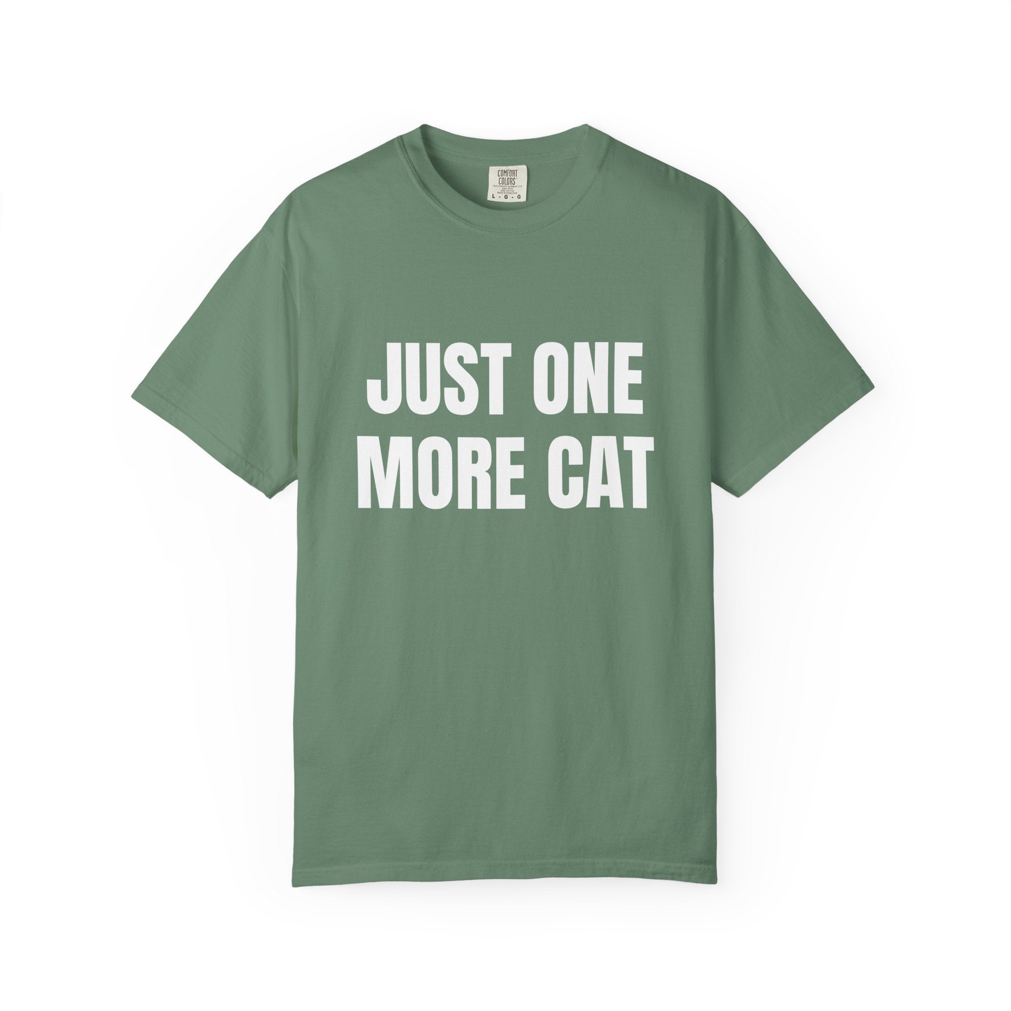 Just One More Cat Comfort Colors T-shirt in Light Green