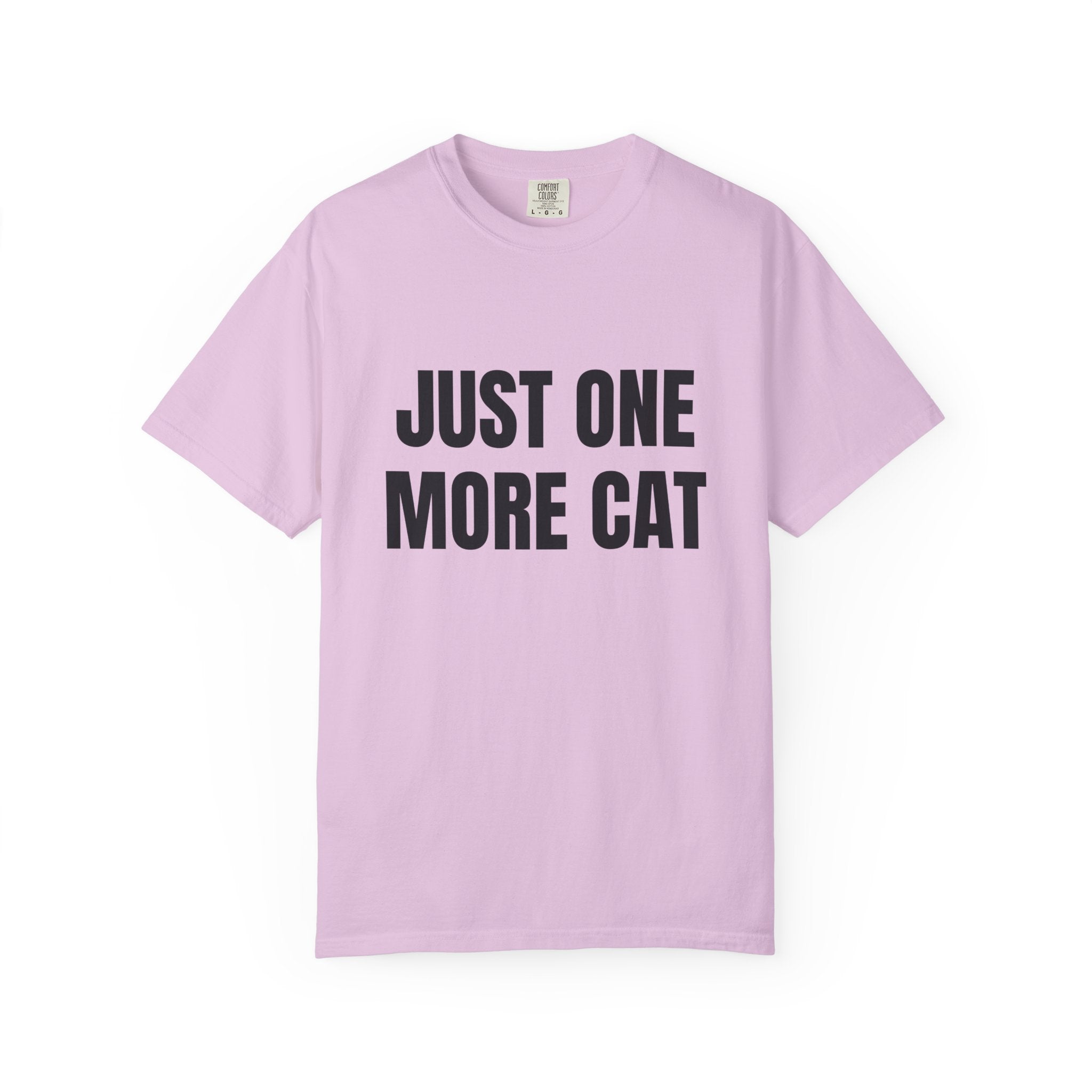 Just One More Cat Comfort Colors T-shirt in Orchid