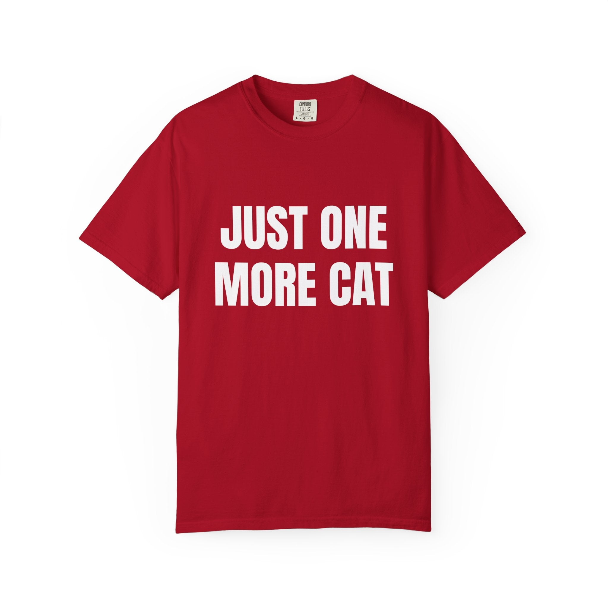 Just One More Cat Comfort Colors T-shirt in Red