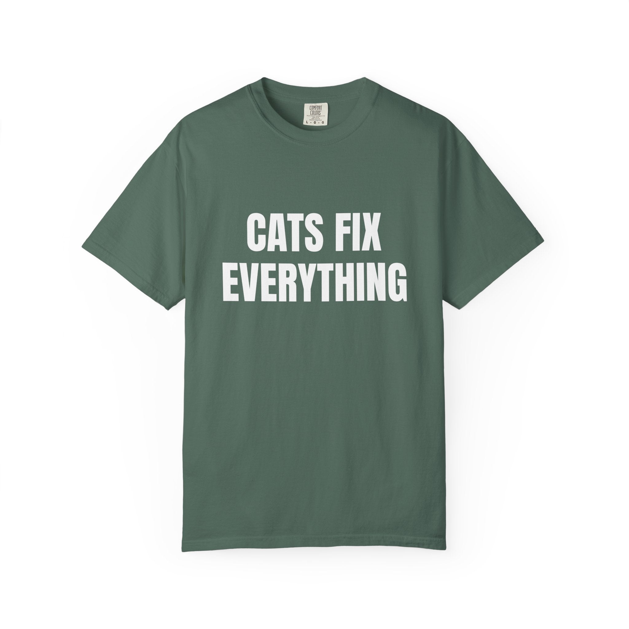 Cats Fix Everything Comfort Colors T-shirt in Blue Spruce