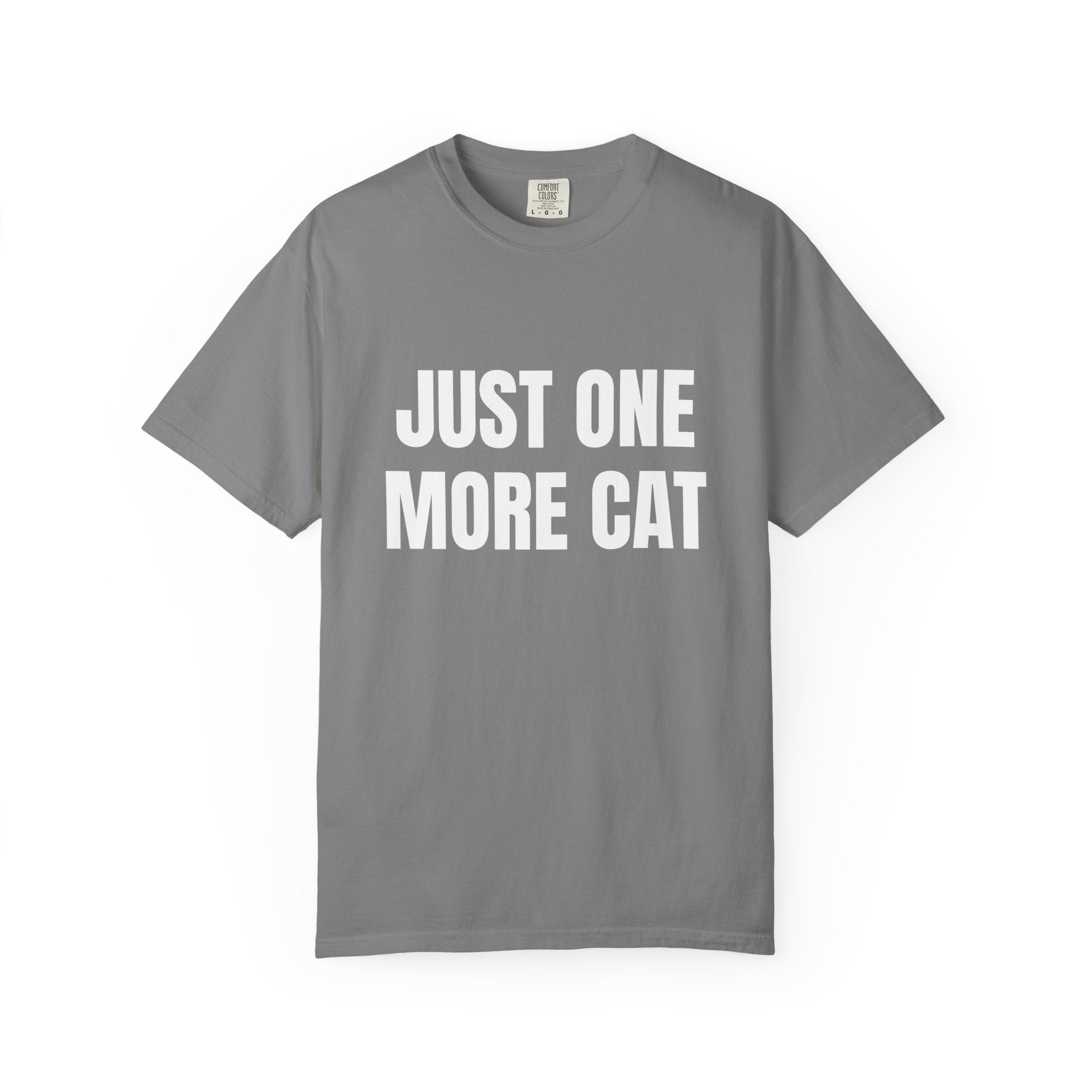 Just One More Cat Comfort Colors T-shirt in Grey