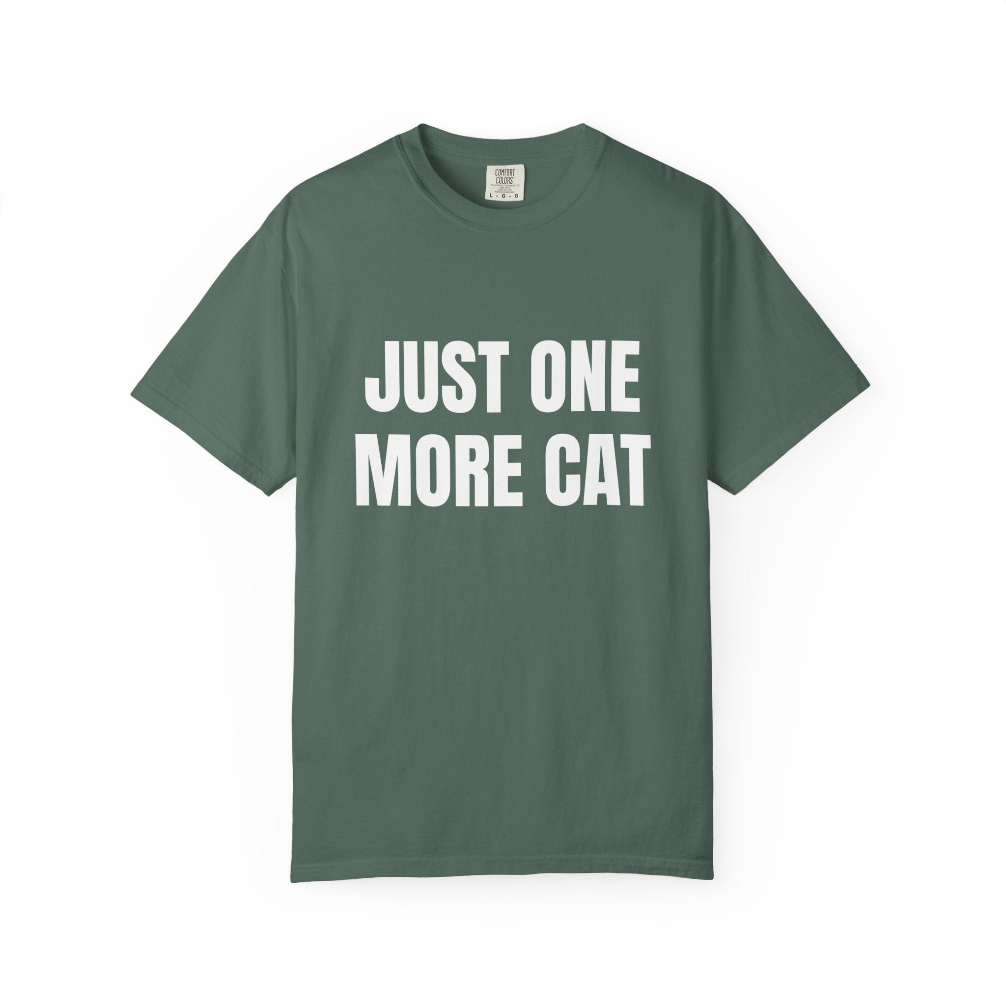 Just One More Cat Comfort Colors T-shirt in Blue Spruce