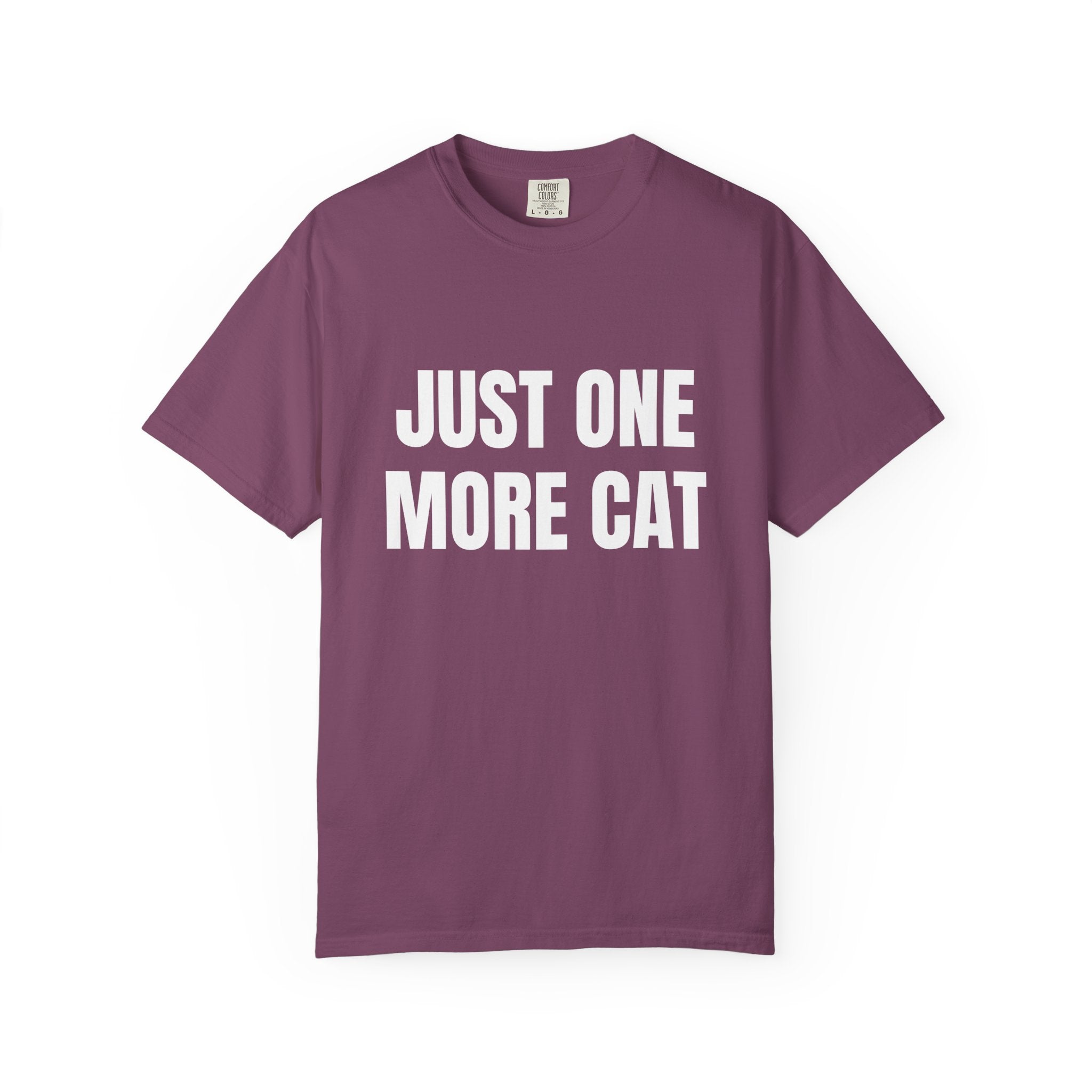 Just One More Cat Comfort Colors T-shirt in Berry