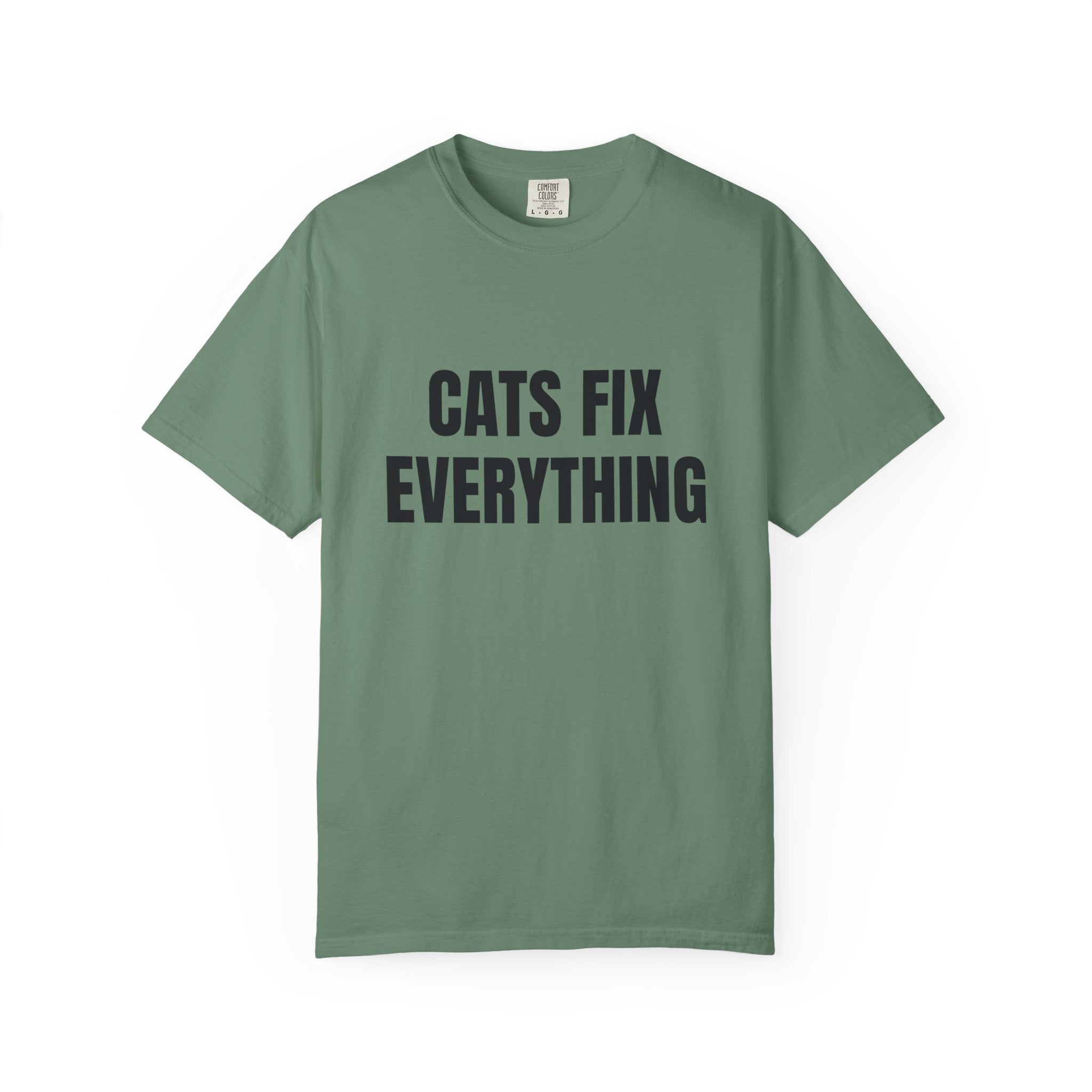 Cats Fix Everything Comfort Colors T-shirt in Light Green