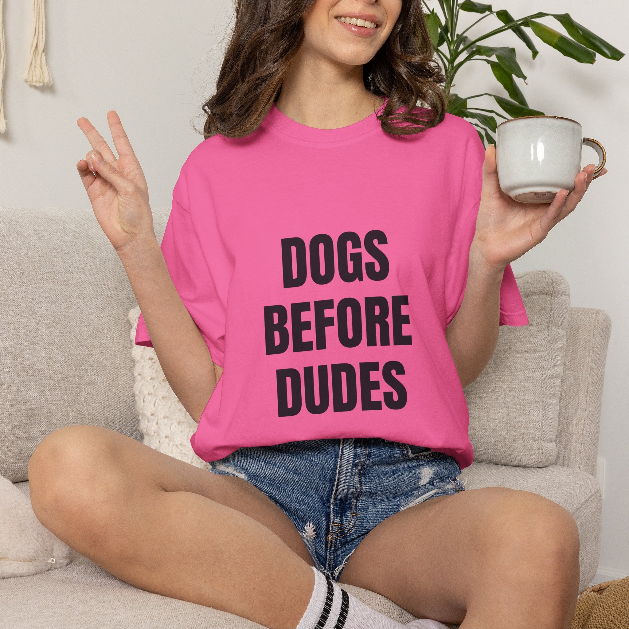 Before Dudes Comfort Colors T-shirt in Neon Pink