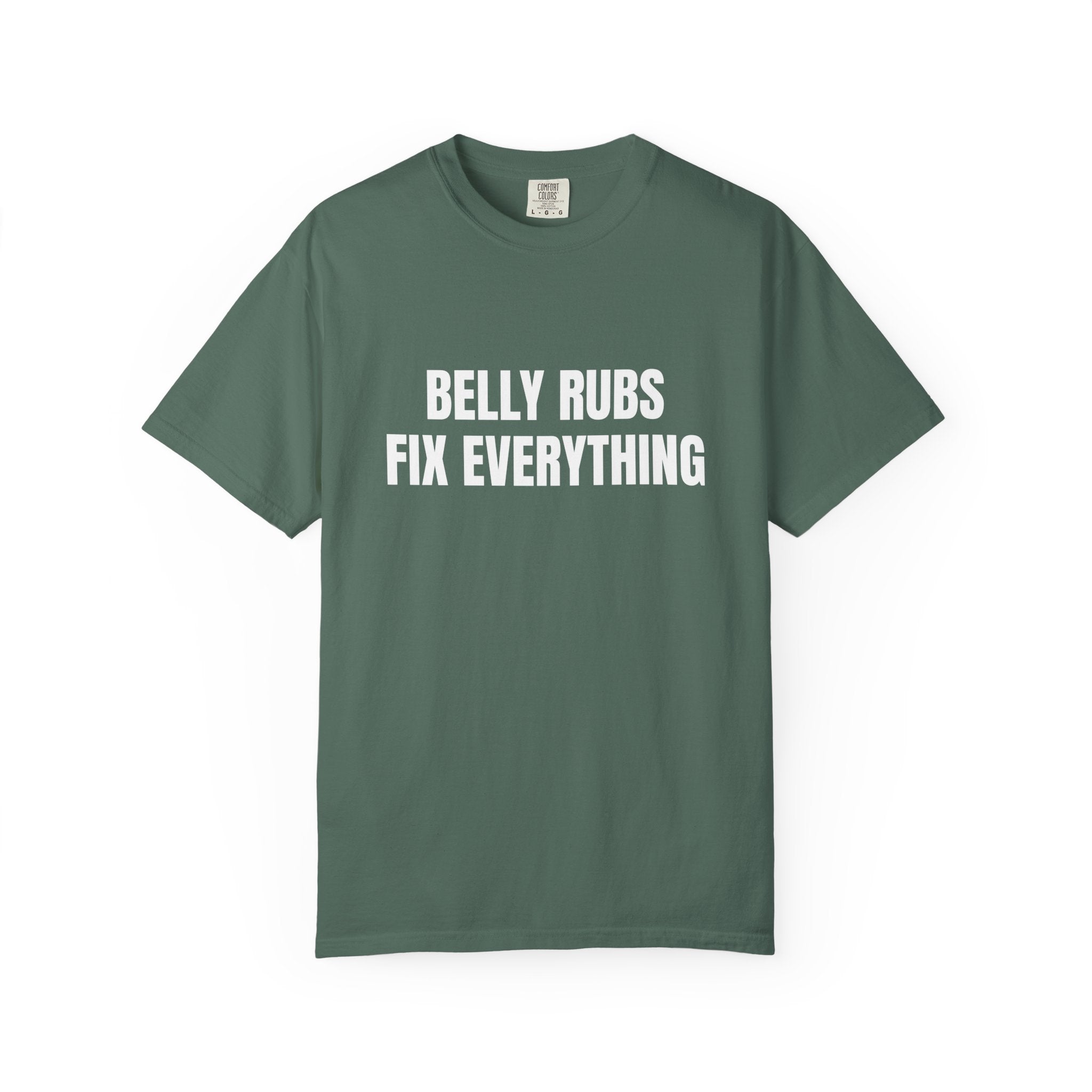 Belly Rubs Fix Everything Comfort Colors T-shirt in Blue Spruce