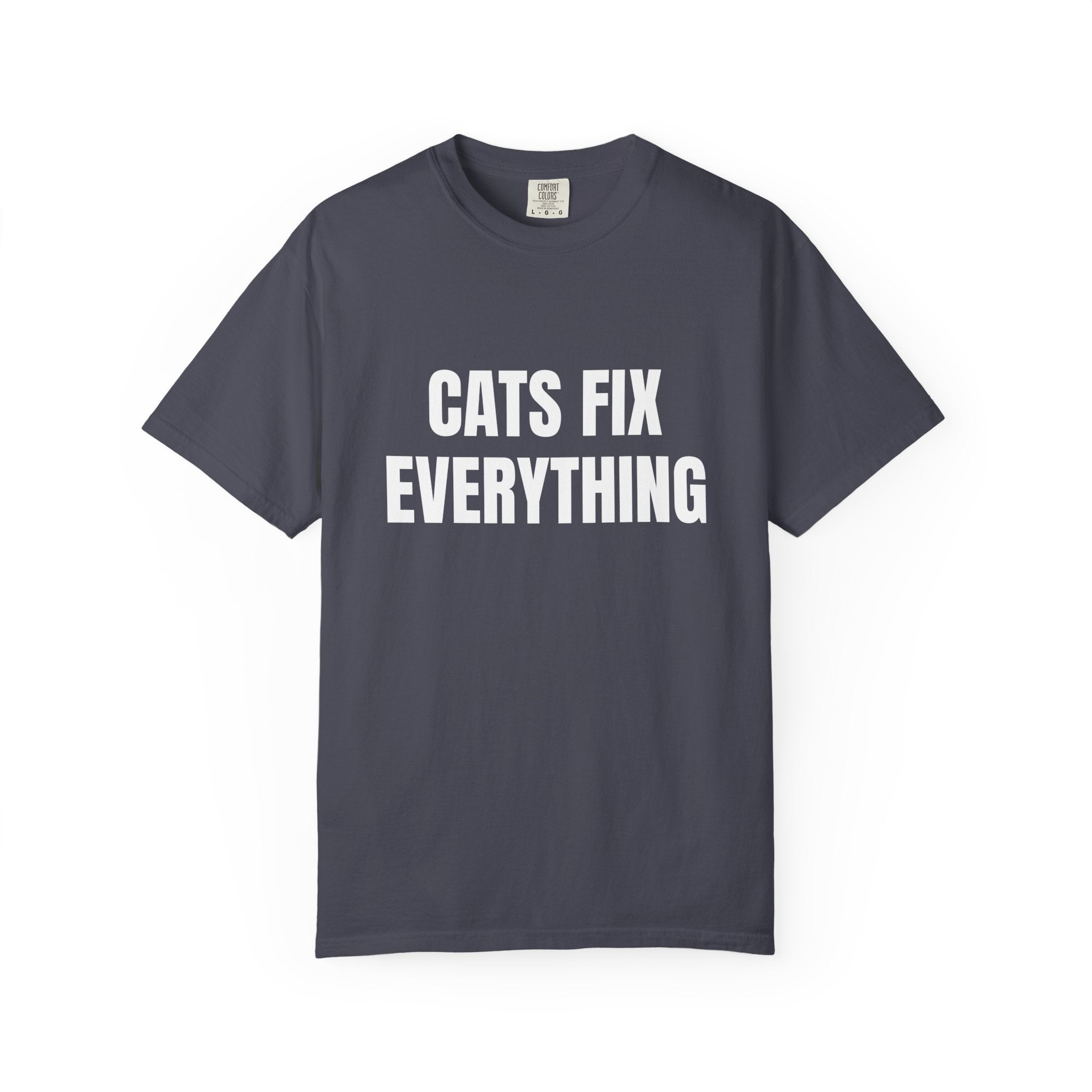 Cats Fix Everything Comfort Colors T-shirt in Navy